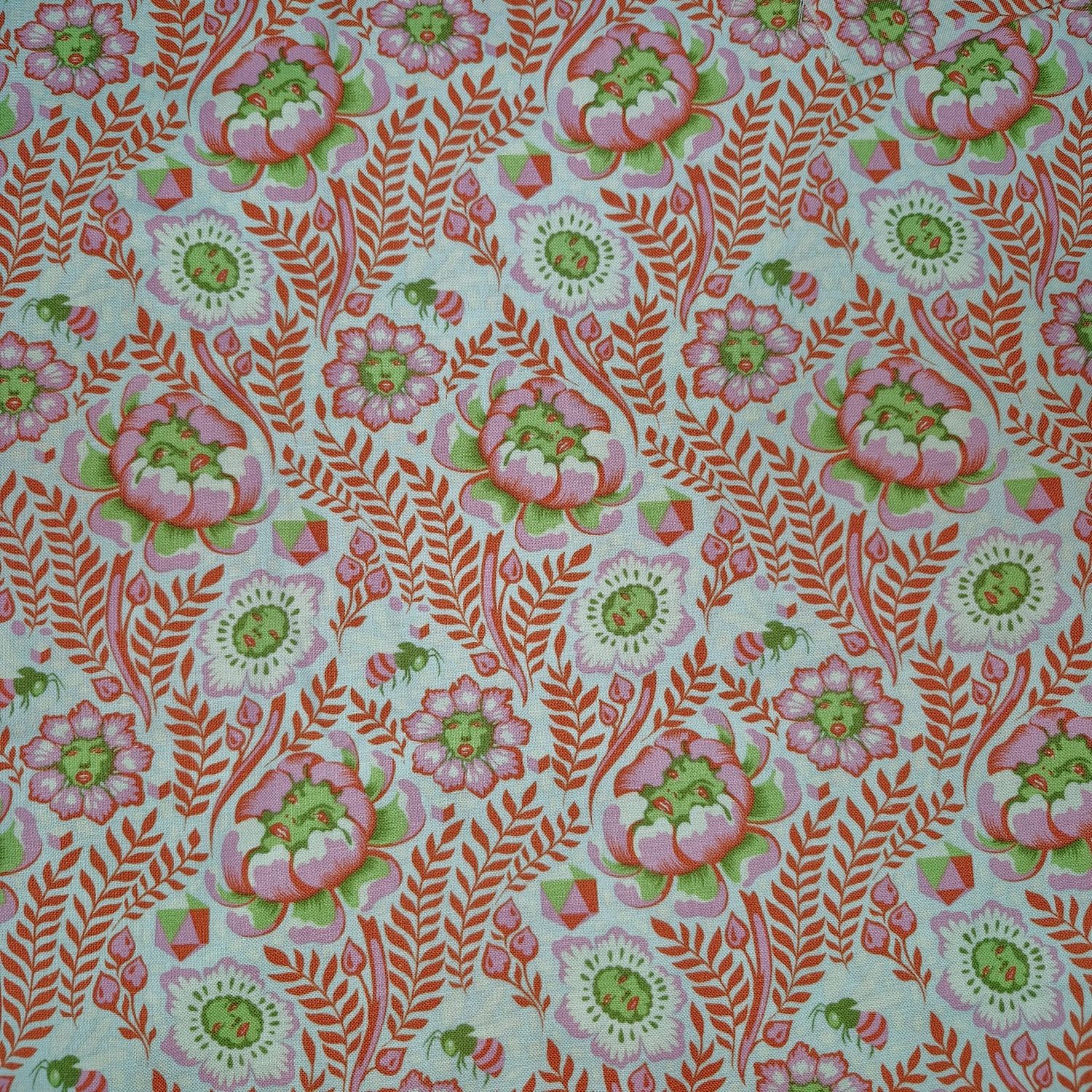 Tula Pink - Out Of Print - Spirit Animal - Petal Heads - Green Pink - PWTP103 - Fat Quarter - Fab67