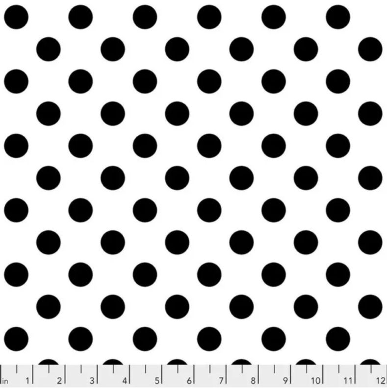 Tula Pink - Out Of Print - Linework - Pom Pom - White Black - PWTP118- Fat Quarter - Fab79 1.5m & Fab78 2m