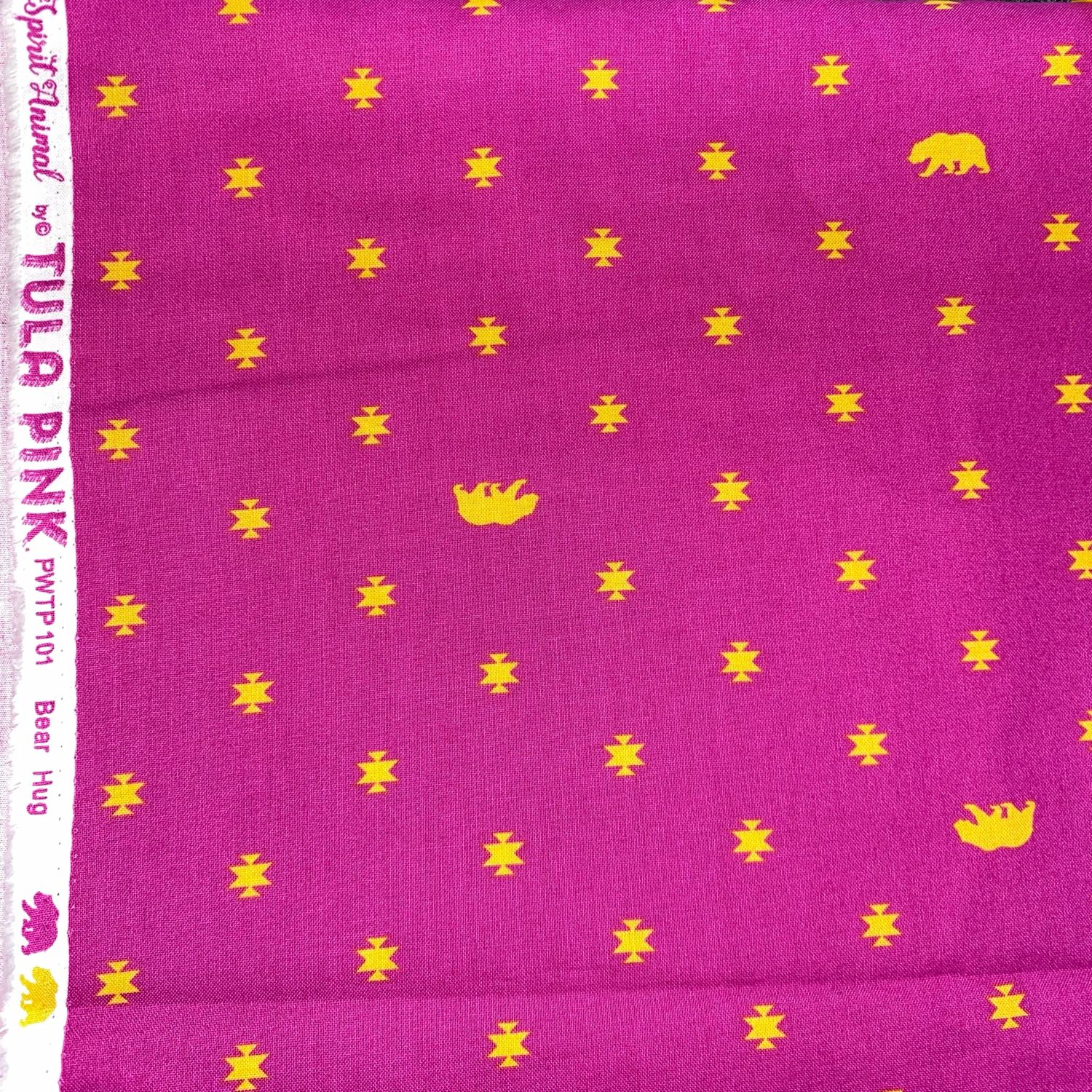 Tula Pink - Out Of Print - Spirit Animal - Bear Hug - Pink - PWTP101 - Fat Quarter - Fab74