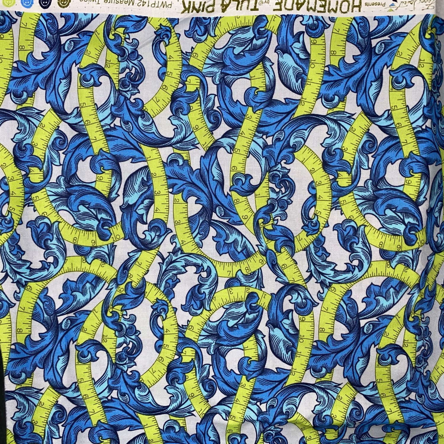 Tula Pink - Out Of Print - Homemade - Measure Twice - Blue Green - PWTP142 - Fat Quarter - Fab76