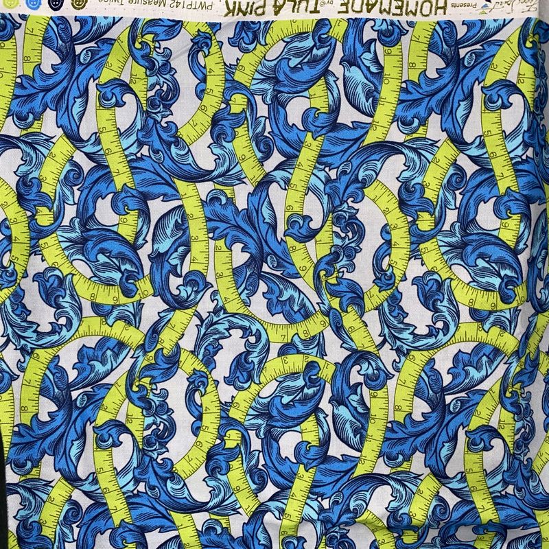 Tula Pink - Out Of Print - Homemade - Measure Twice - Blue Green - PWTP142 - Fat Quarter - Fab76