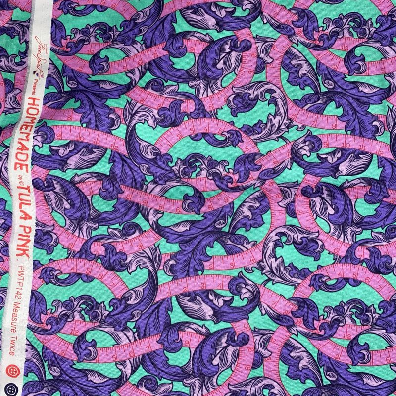 Tula Pink - Out Of Print - Homemade - Measure Twice - Green Purple - PWTP142 - Fat Quarter - Fab72