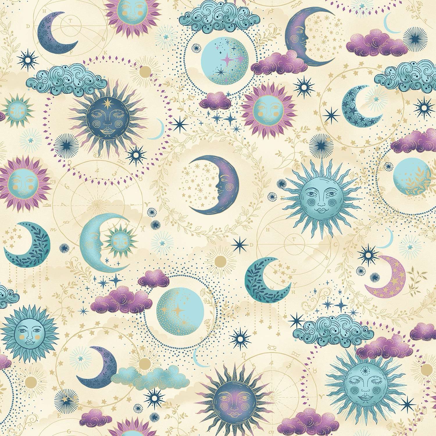 Luna - Makower - 071-Q - Cosmos Cream - W03.3