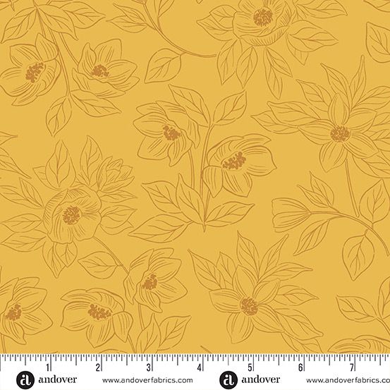 Andover Fabrics - Stephanie Organes - Color Me Pretty - 1180-Y - Mustard Flora - R4