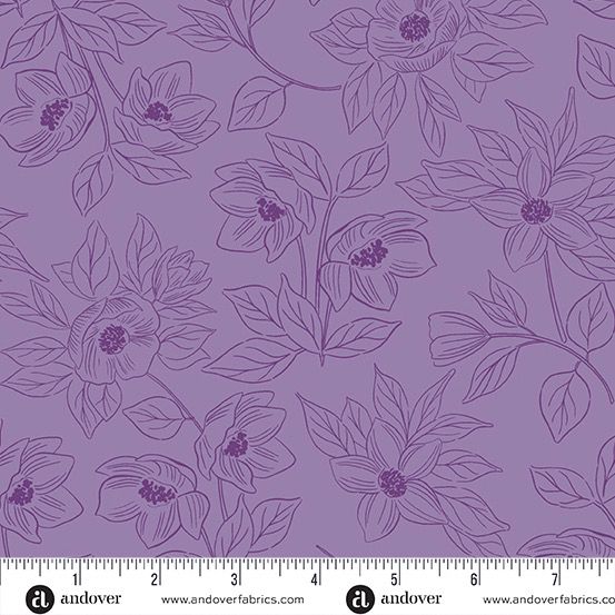 Andover Fabrics - Stephanie Organes - Color Me Pretty - 1180-P - Lavender Flora - R5