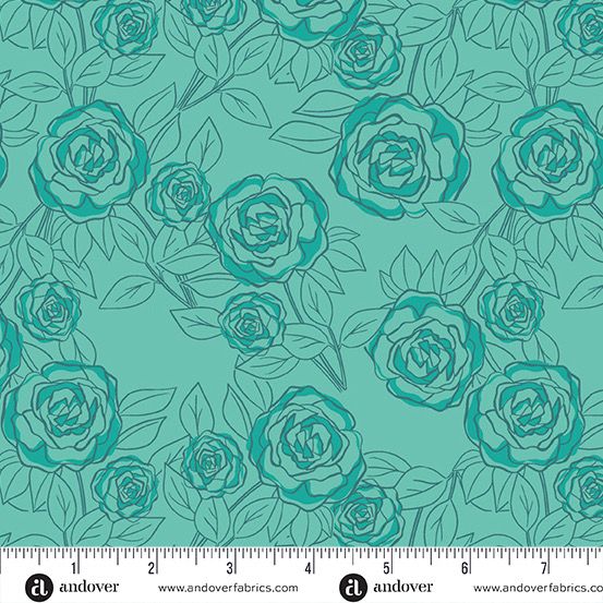 Andover Fabrics - Stephanie Organes - Color Me Pretty - 1179-T - Teal - R4