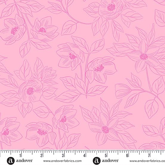 Andover Fabrics - Stephanie Organes - Color Me Pretty - 1180-E - Pink Flora - R5