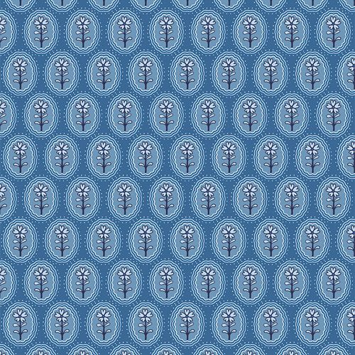 Art Gallery Fabrics - True Blue - 89511 - Blue Trinkets - Blue Circular Floral - R1