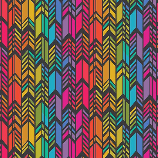 Andover Fabrics - Alison Glass - Art Theory - 9701-C - Night - Rainbow Feather - W13.2