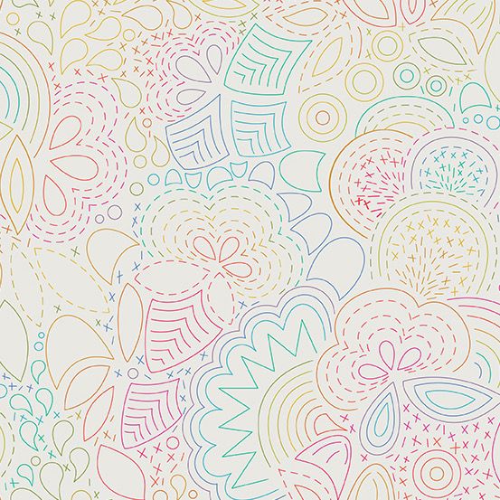Andover Fabrics - Alison Glass - Art Theory - 9702-L - Day - Rainbow Stitched - W13.2