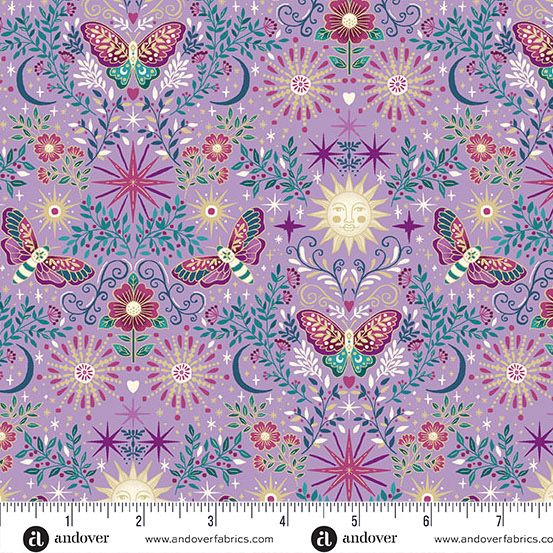 Luna - Makower - 072-L- Night Garden Purple - W03.4