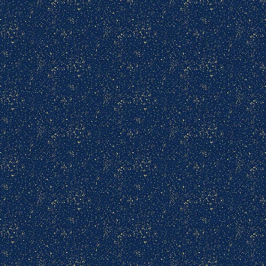 Makower - Linen Texture Metallic - 2566-B10 - Navy - W15.2 - Christmas