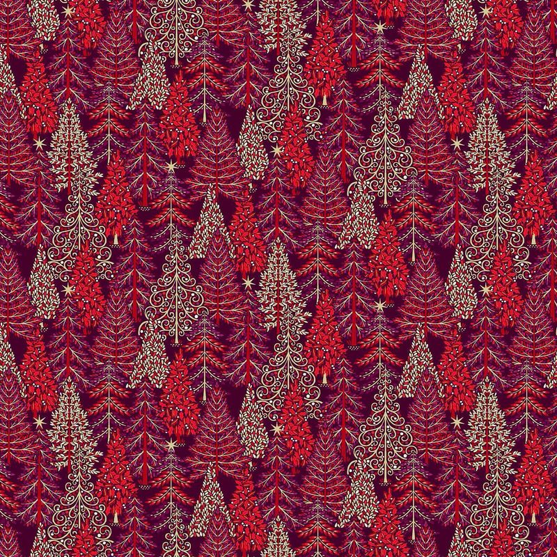 Makower - Enchanted - 029-R - Forest Red - W15.2 - Christmas
