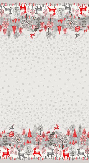 Makower - Scandi Double Panel Border - 2224 - Grey - W15.2 - Christmas