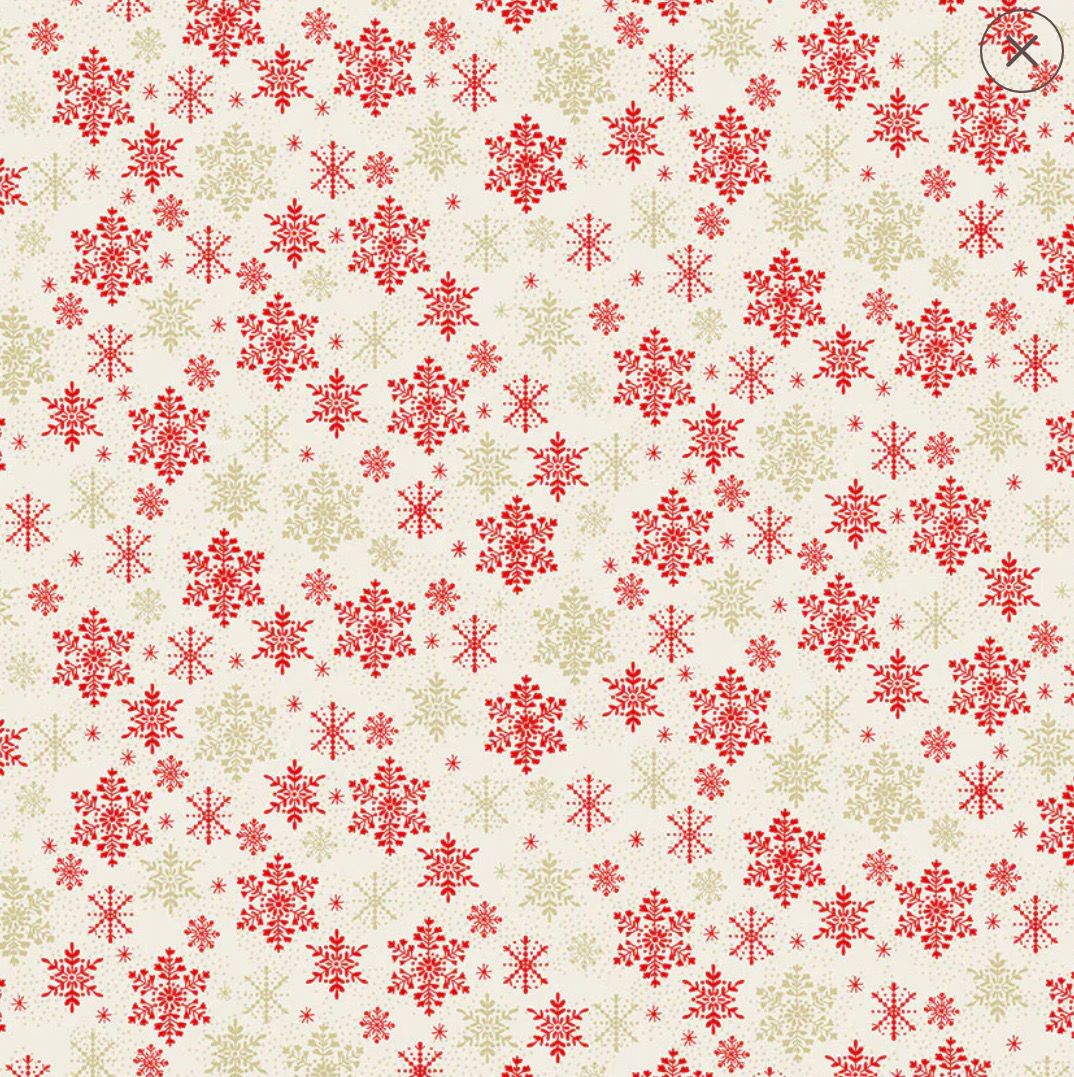 Makower - Metallic Gold &amp; Red Snowflakes - 2358-R - Cream - W15.2 - Christmas