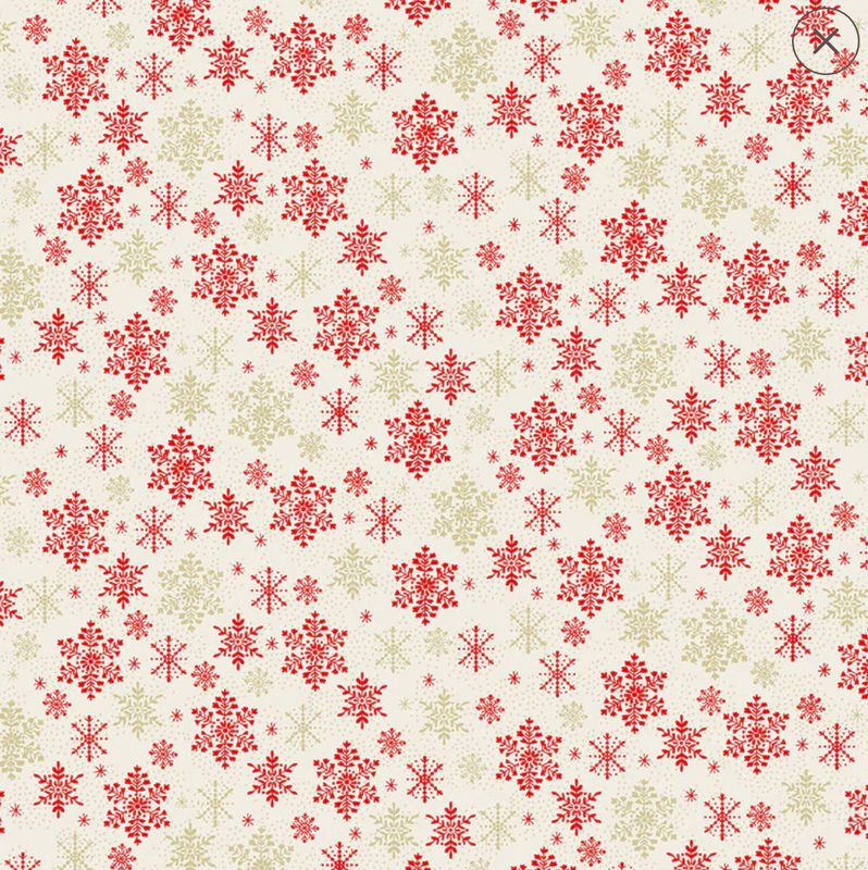 Makower - Metallic Gold & Red Snowflakes - 2358-R - Cream - W15.2 - Christmas