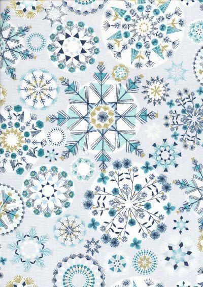 Dashwood - Skogen - Blue Snowflakes And Stars - SKOG1529 - Light Grey - W15.2 - Christmas