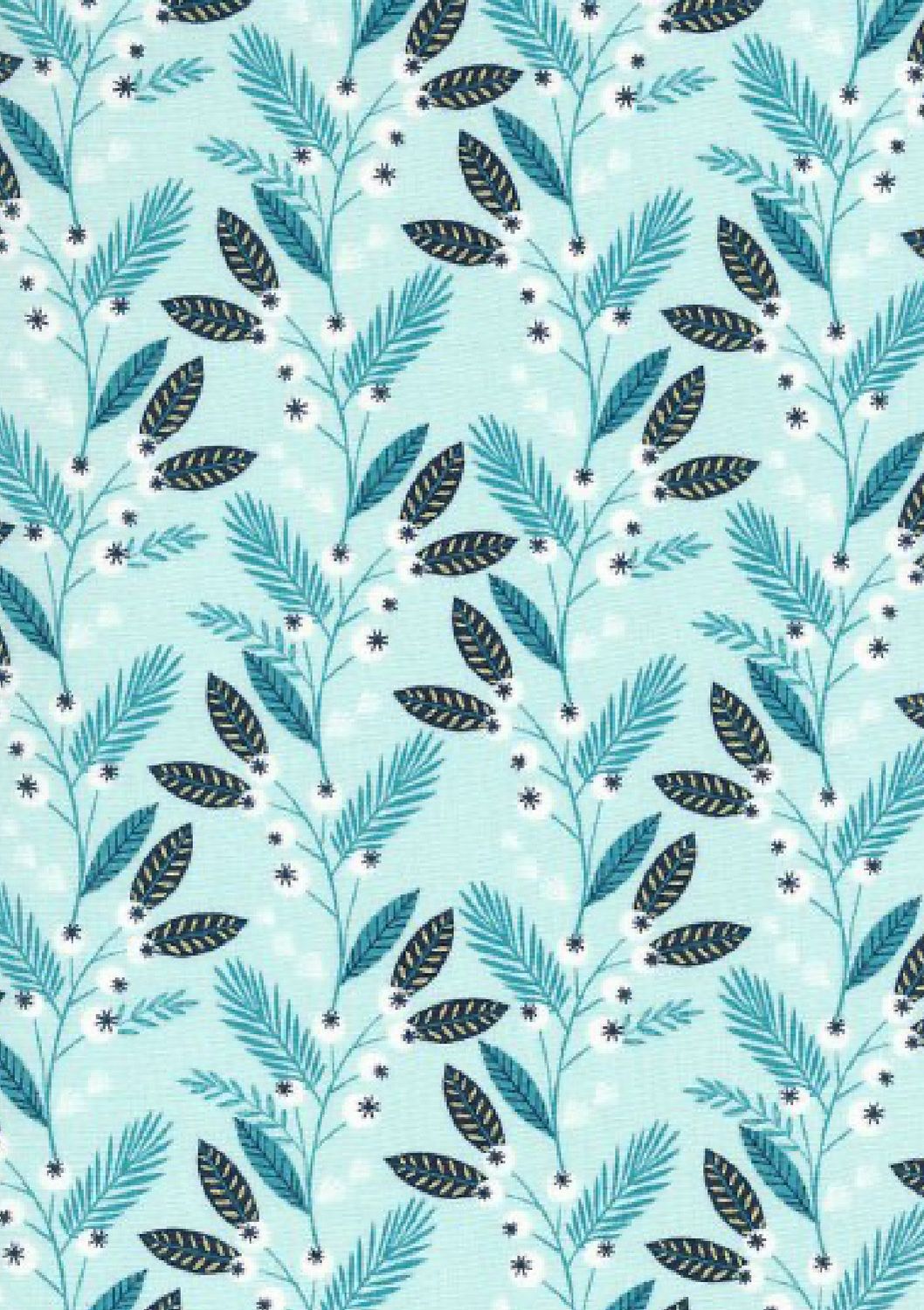Dashwood - Skogen - Blue Gold Metallic Geo Leaf Scatter - SKOG1534 - Blue - W15.3 - Christmas