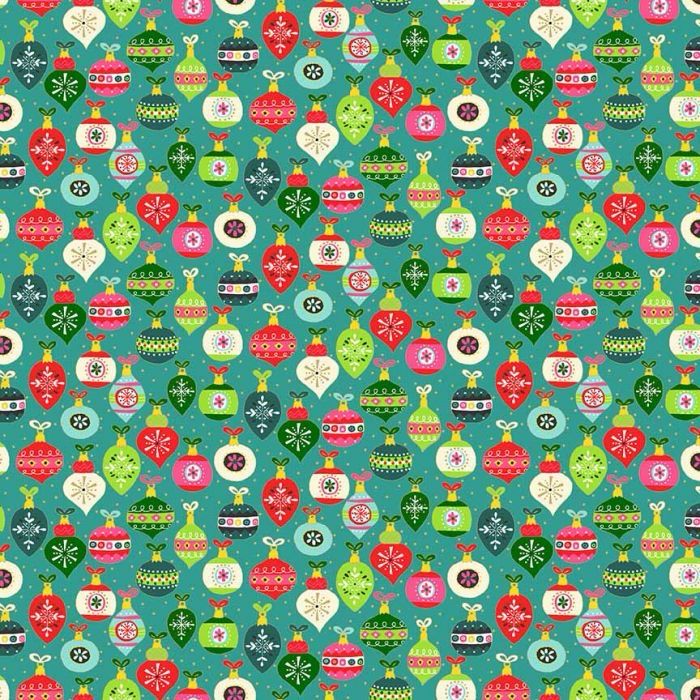 Makower - Santa Express - Baubles - 2381-T - Green - W15.4 - Christmas