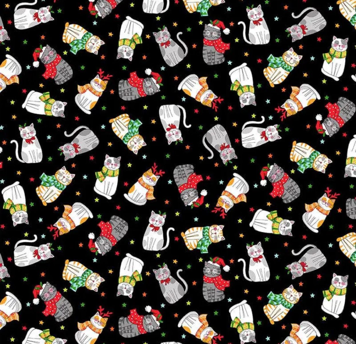 Makower - Kitties - Santa Paws - Cats - 2476-X - Black - W15.4 - Christmas