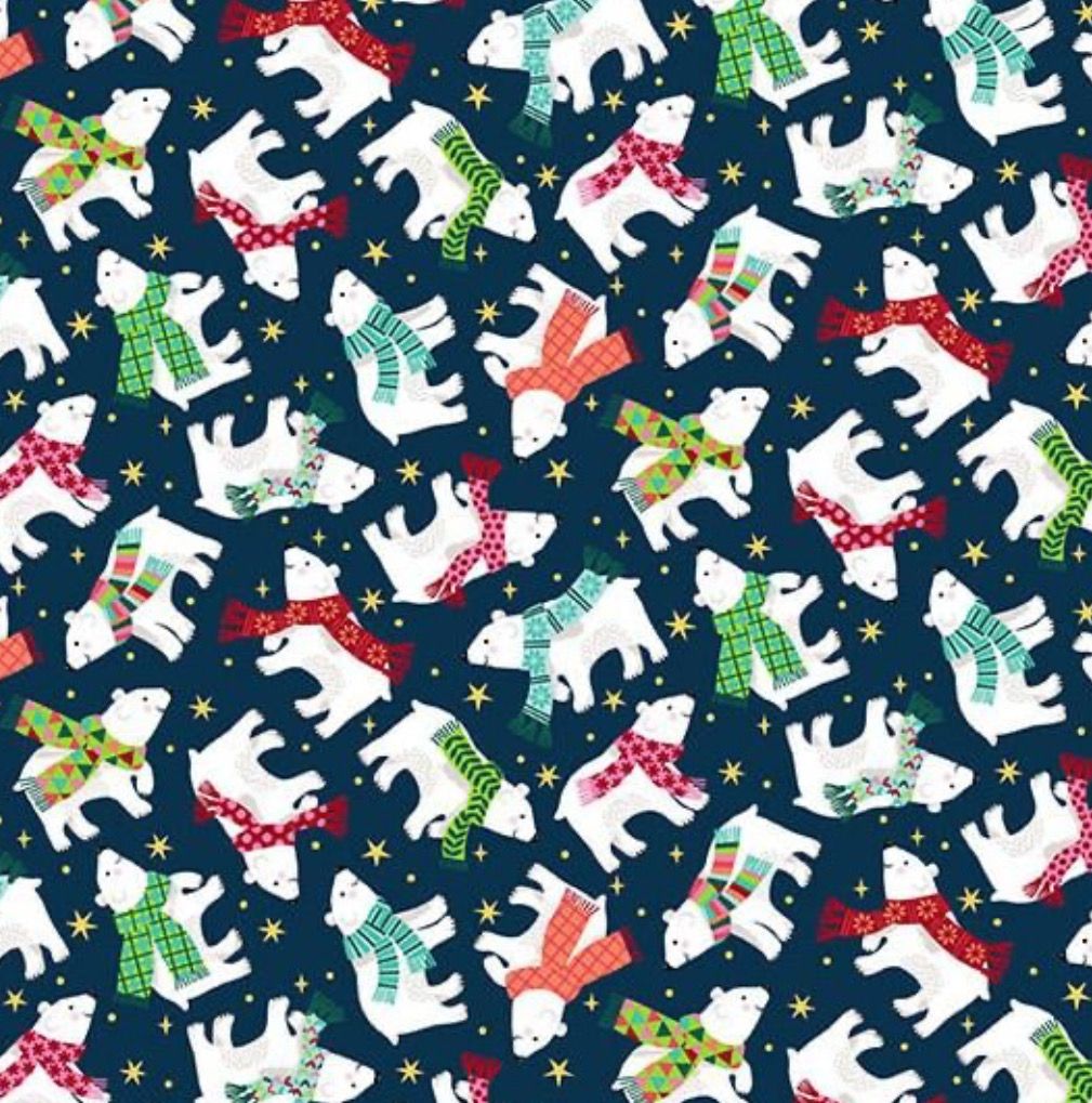 Makower - Santa Express - Polar Bears - 2239-B - Navy - W15.4 - Christmas