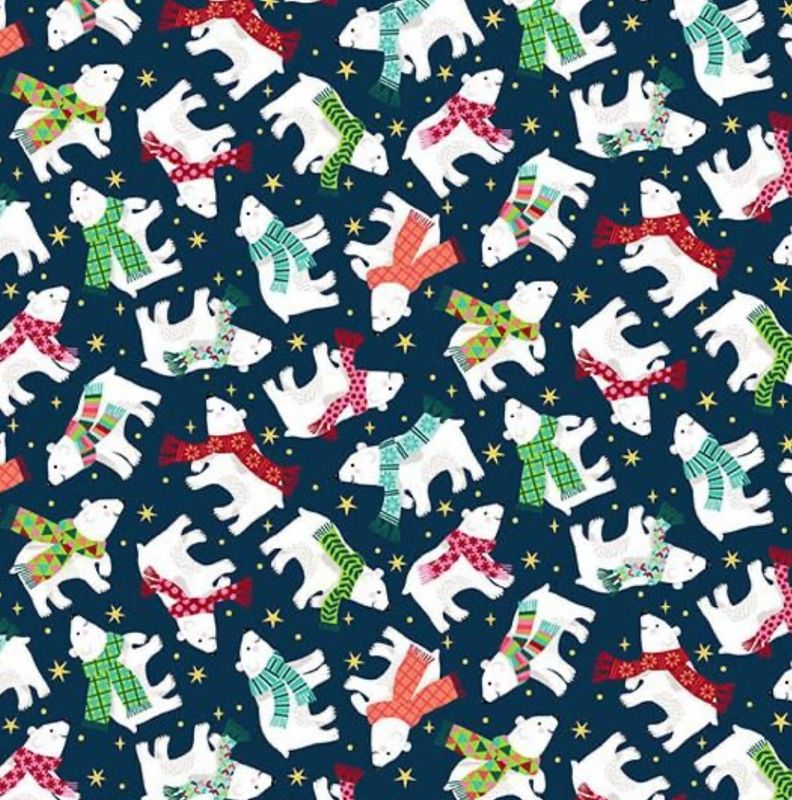 Makower - Santa Express - Polar Bears - 2239-B - Navy - W15.4 - Christmas