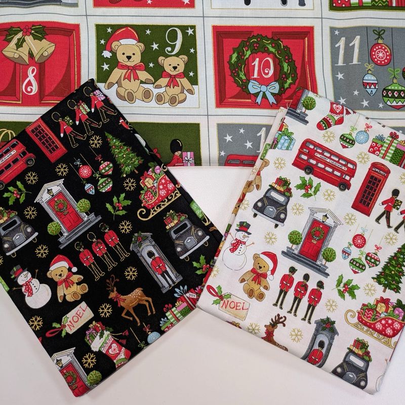 Makower - London Christmas 1/2m Bundle - 1 * 23” Panel - 1/2m 2370-X & 1/2m 2370-Q - Pod13