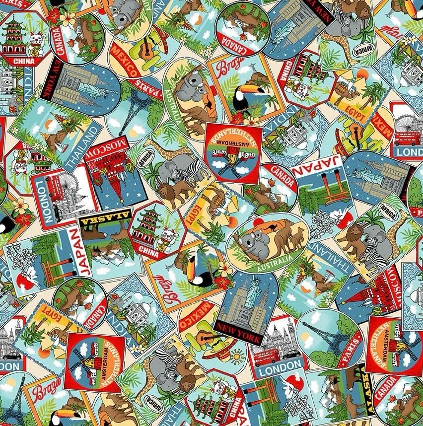 Makower - Around The World - 2399-1 - Labels - R3