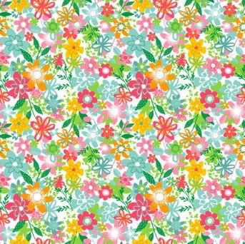 Makower - Fruity Friends Floral - 1945- W - Floral on White - R3