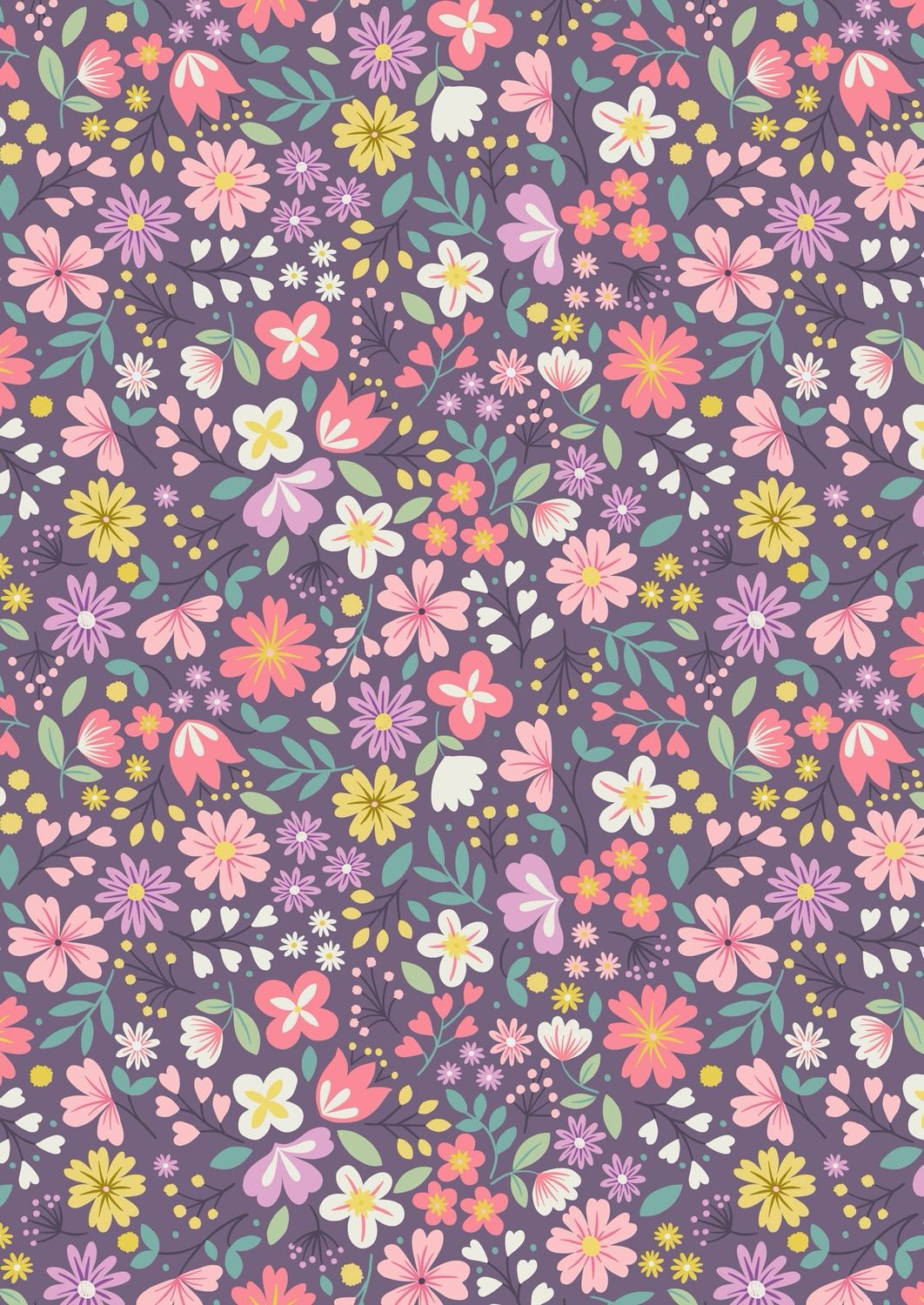 Lewis & Irene - Spring Treats - Spring Floral On Dark Violet - A592.3 - R3
