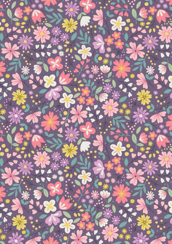 Lewis & Irene - Spring Treats - Spring Floral On Dark Violet - A592.3 - R3
