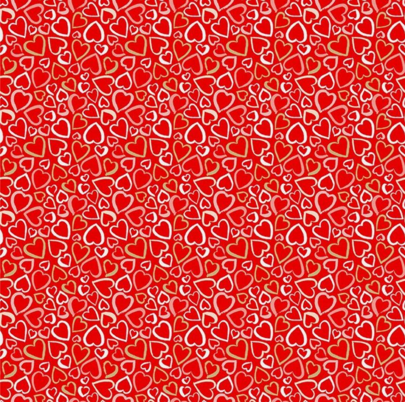 Makower - Pamper - 2315-R - Hearts On Red - R2