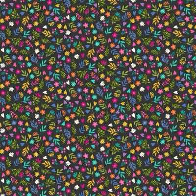 Makower - Katies Cats - 2351-Q - Ditzy Flowers On Cream - R2