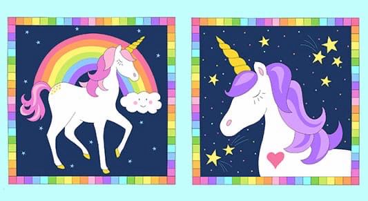100 Years - Kim Schaefer - Unicorn Panel - 9902-LB - Light Blue - Pod07