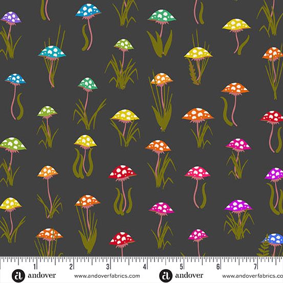 Andover Fabrics - Alison Glass - Color Wheel - 1444-K - Night - Mushroom Parade - W13.3