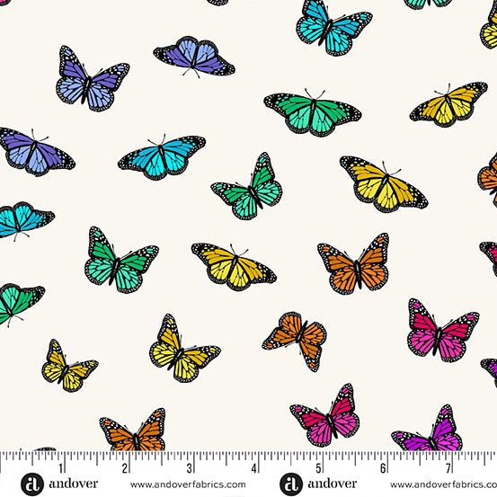 Andover Fabrics - Alison Glass - Color Wheel - 1443-L - Day - Butterfly Rainbow - W13.3