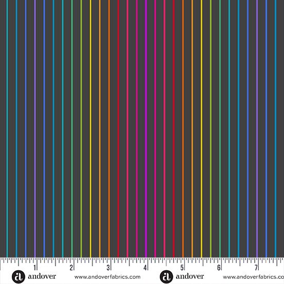 Andover Fabrics - Alison Glass - Color Wheel - 1447-K - Night - Spectrum Stripe - W13.3