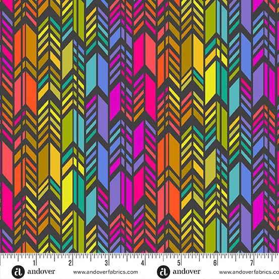 Andover Fabrics - Alison Glass - Color Wheel - 1445-K - Night - Spectrum Feathers - W13.3