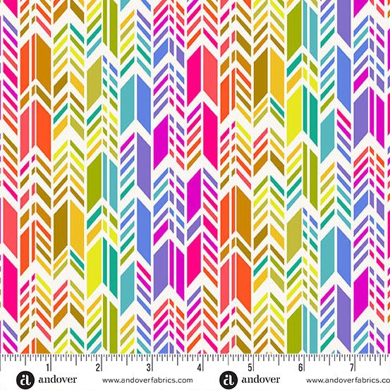 Andover Fabrics - Alison Glass - Color Wheel - 1445-L - Day - Spectrum Feathers - W13.3