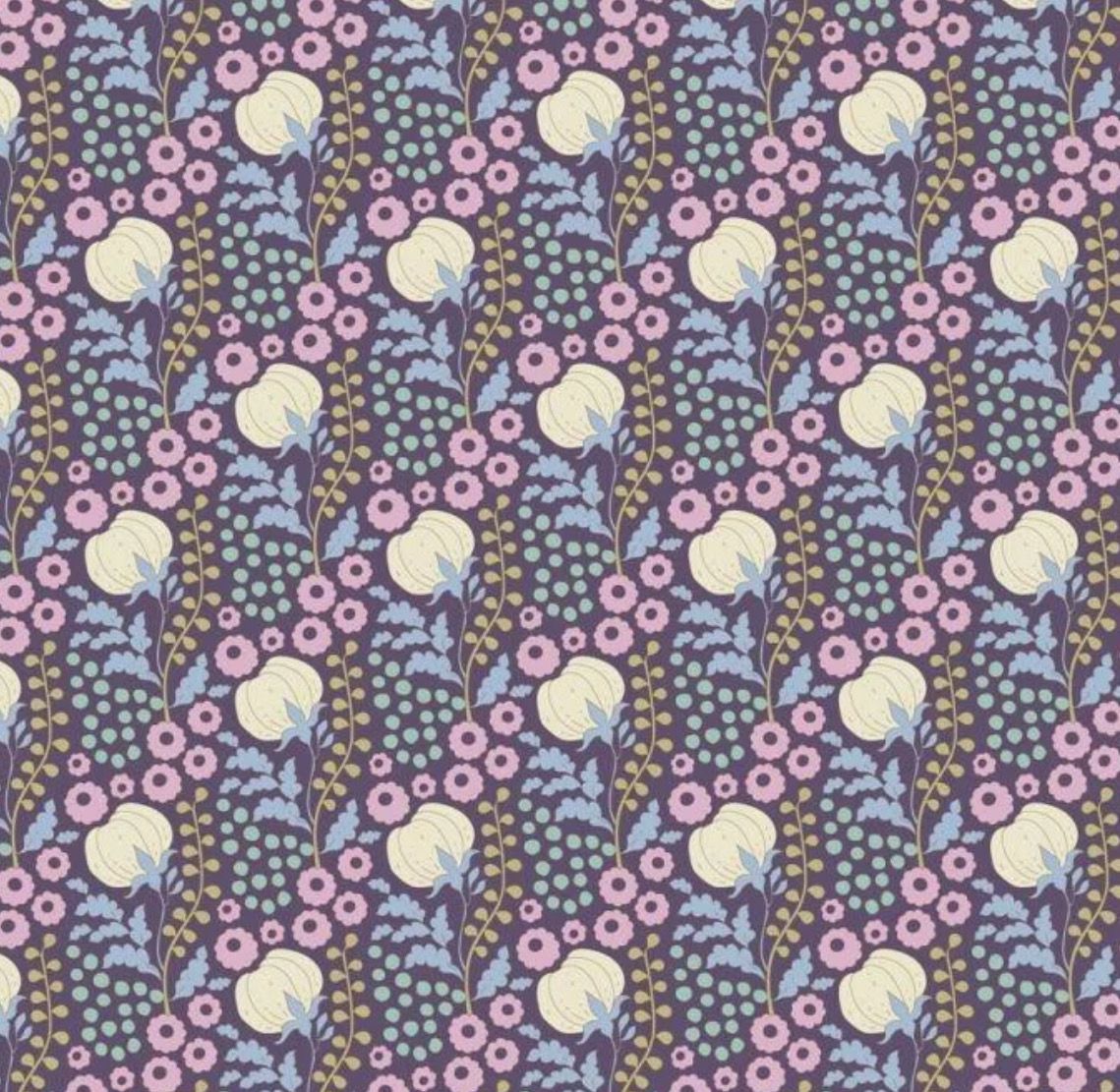 Tilda - Sanctuary - Tone Finnanger Cotton Field - Eggplant - 100574 (Width of Fabric By 25cm) - W00.5