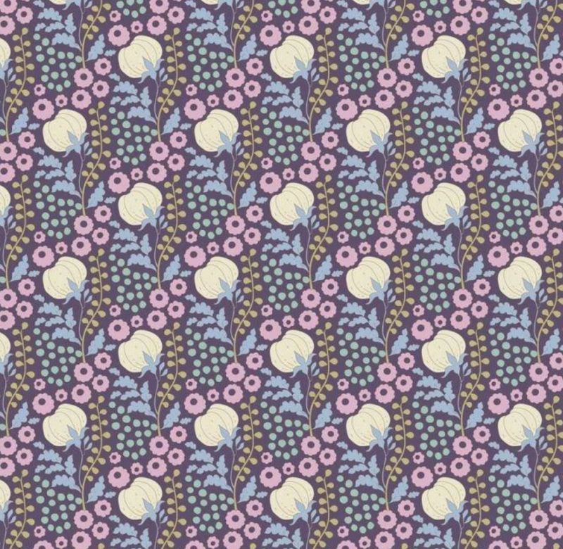 Tilda - Sanctuary - Tone Finnanger Cotton Field - Eggplant - 100574 (Width of Fabric By 25cm) - W00.5
