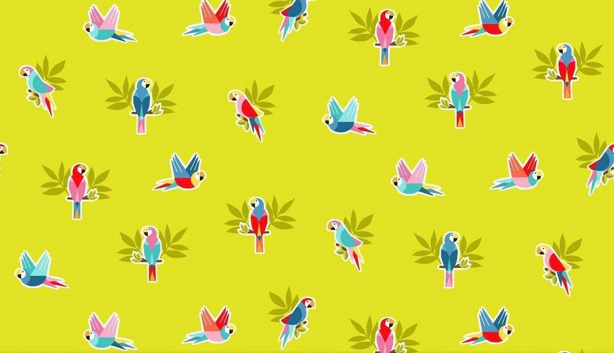Makower - Pool Party - 2443 /G - Yellow - Parrots - R1
