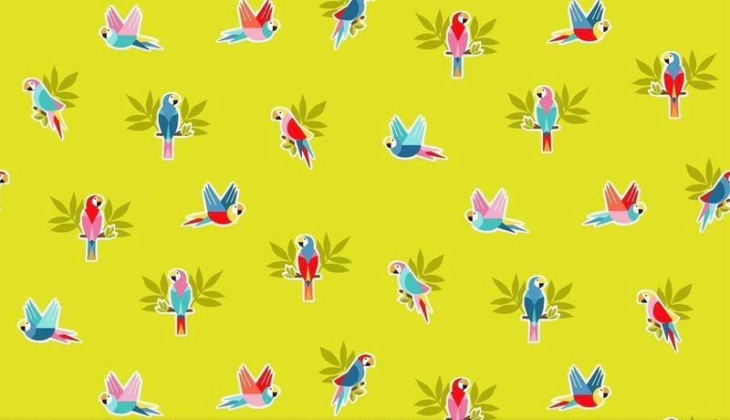Makower - Pool Party - 2443 /G - Yellow - Parrots - R1