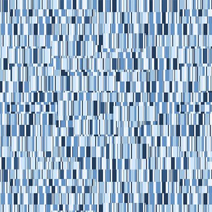 Blank Quilting - Once In A Blue Mood - 9742- 75- Rectangle Geo - Med Blue - R1