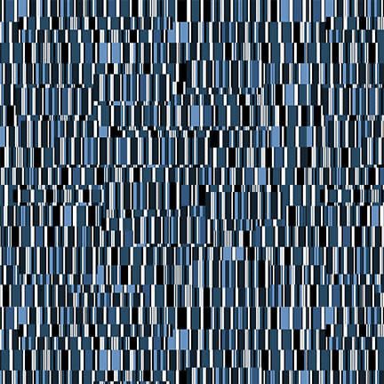 Blank Quilting - Once In A Blue Mood - 9742- 77- Rectangle Geo - Dk Blue - R1