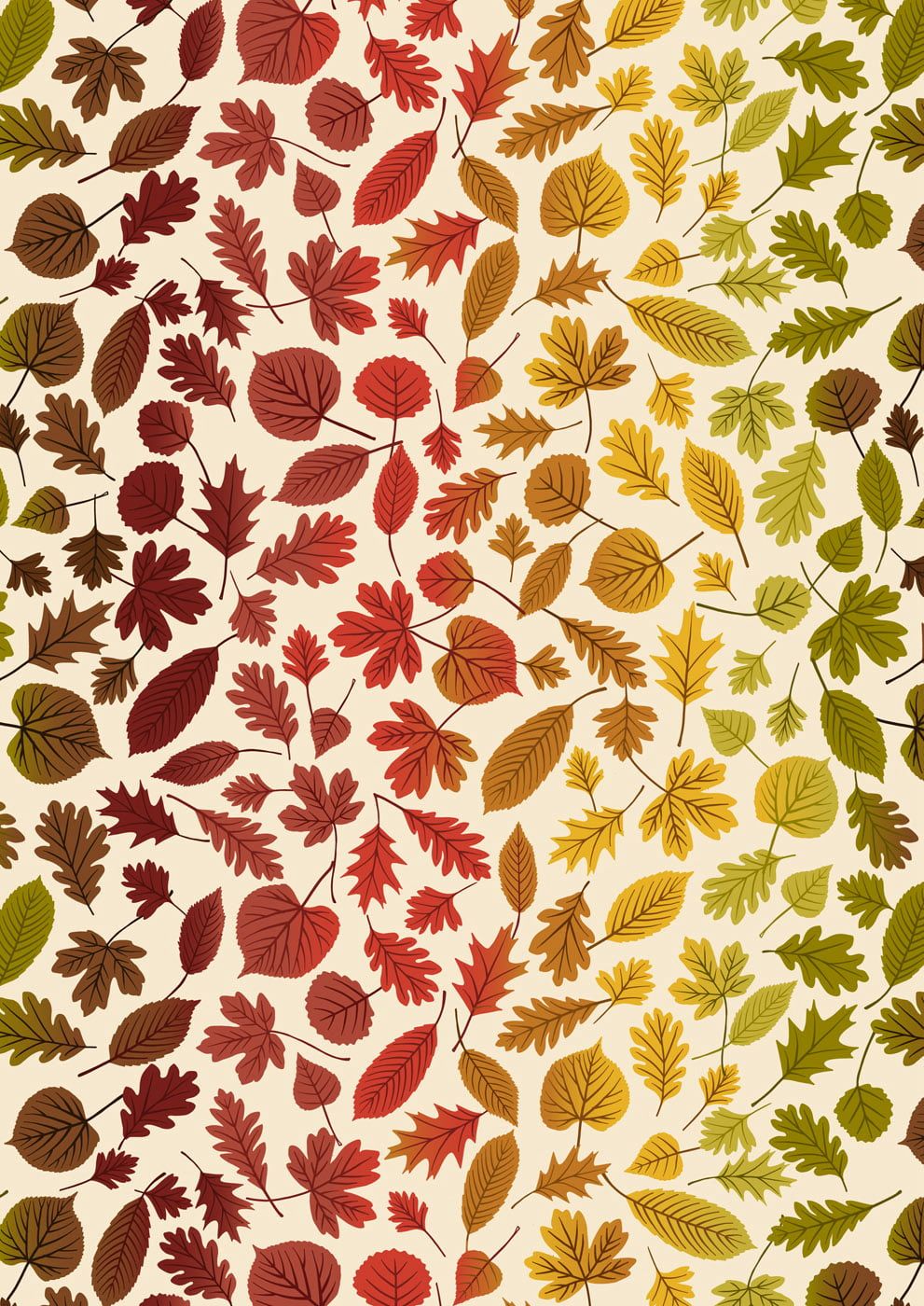 Lewis & Irene - A Winter Nap - Rainbow Leaves On Cream- A562.1 - R1
