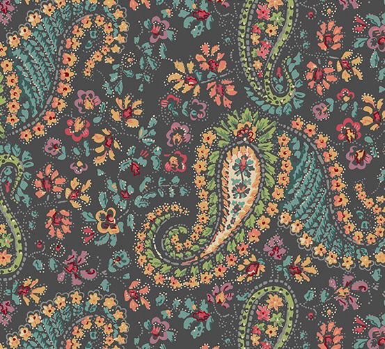 Andover - Renee Nanneman - Rambling Rose - 1197/K - Boho Soul - Charcoal - R1