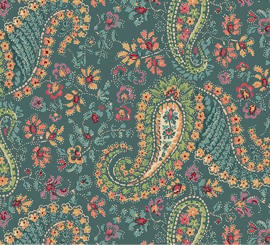 Andover - Renee Nanneman - Rambling Rose - 1197/T - Boho Soul - Deep Teal - R1