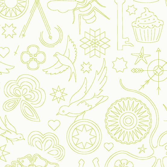 Andover - Alison Glass - Sun Print - Luminance - 9256-L2 - Embroidery - Moss - W12.5
