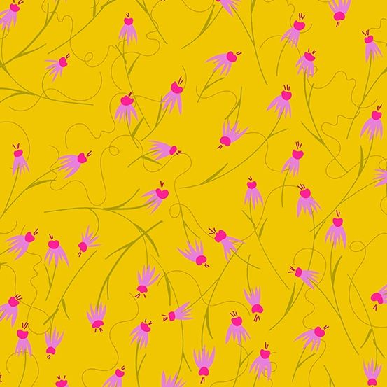 Andover - Alison Glass - Wildflowers - 671-Y - Sunshine - Coneflower - W13.5